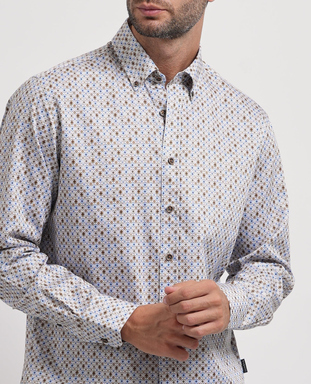 Camicia in cotone Bugatti uomo con micro fantasia 