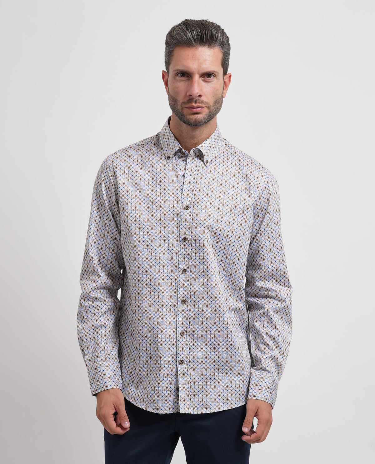 Camicia in cotone Bugatti uomo con micro fantasia 