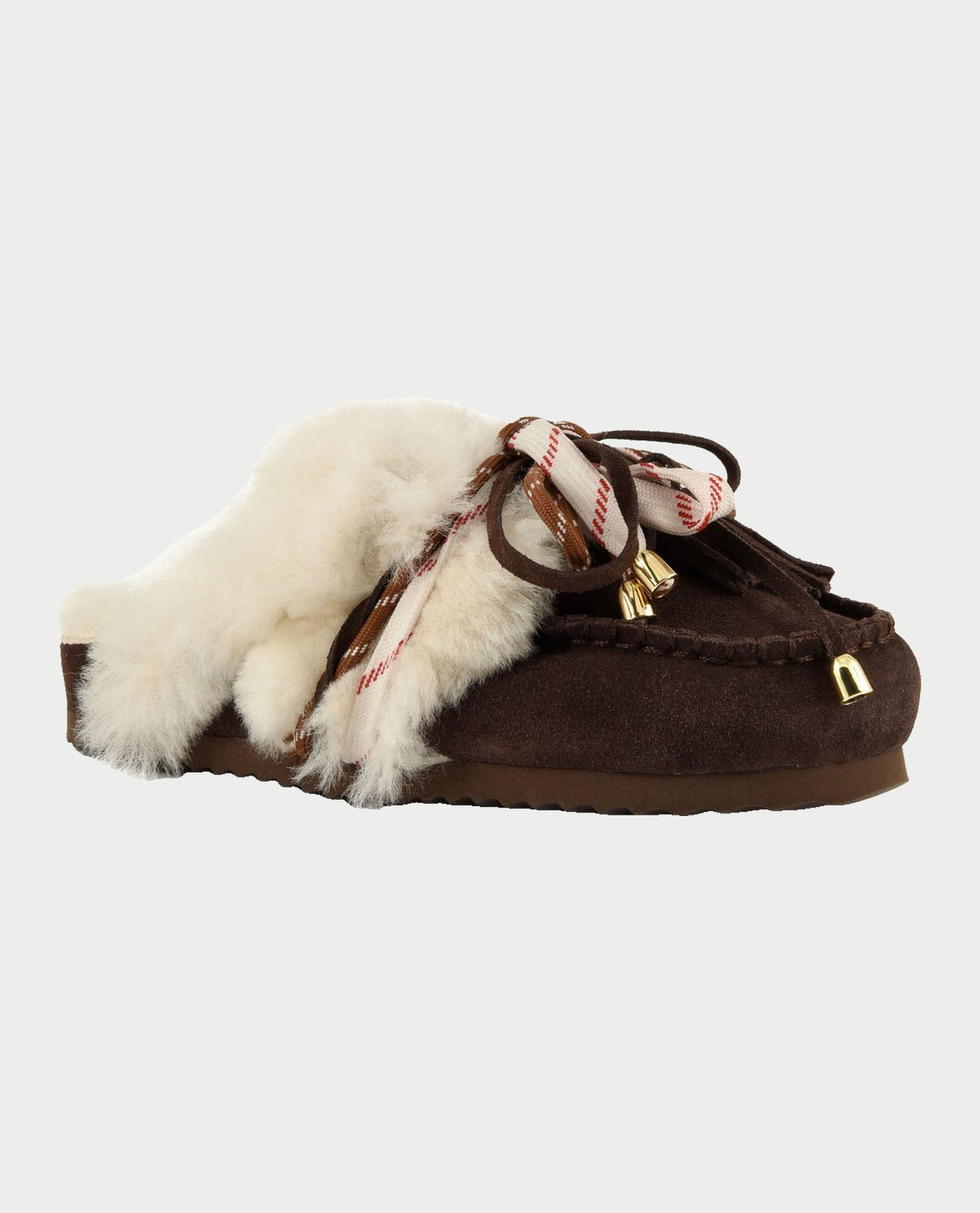 Sabot Colors of California in pelle con fodera montone e lacci 