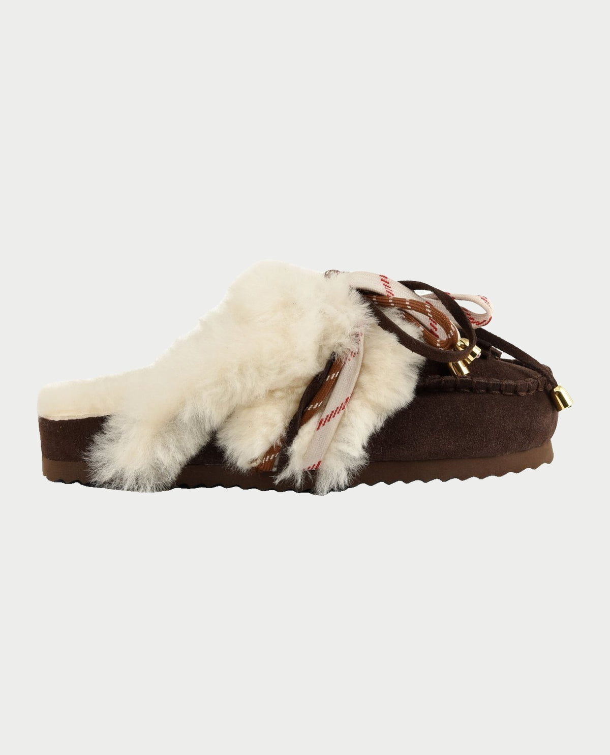 Sabot Colors of California in pelle con fodera montone e lacci 