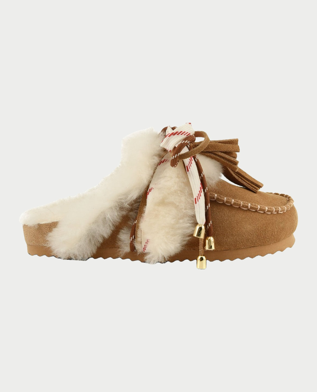 Sabot Colors of California in pelle con fodera montone e lacci 
