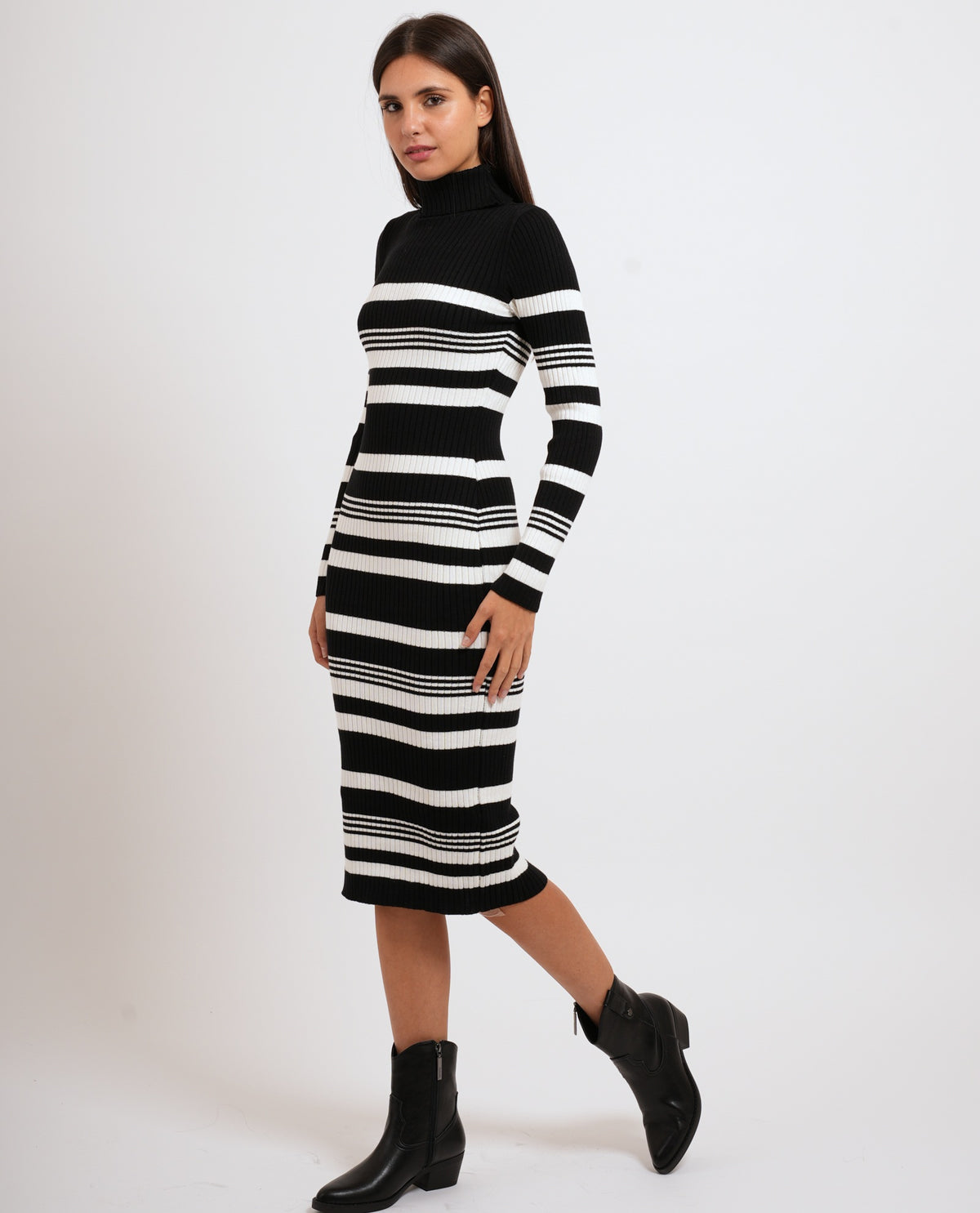 Vestito lungo Denny Rosa donna e collo alto 