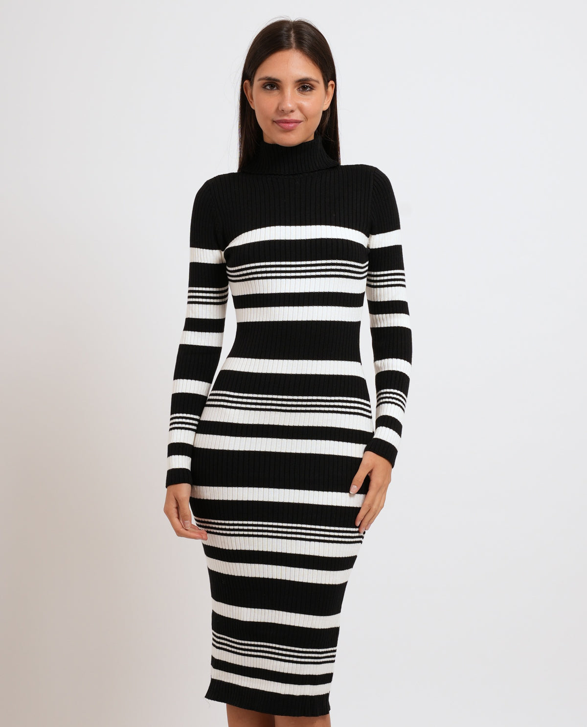 Vestito lungo Denny Rosa donna e collo alto 