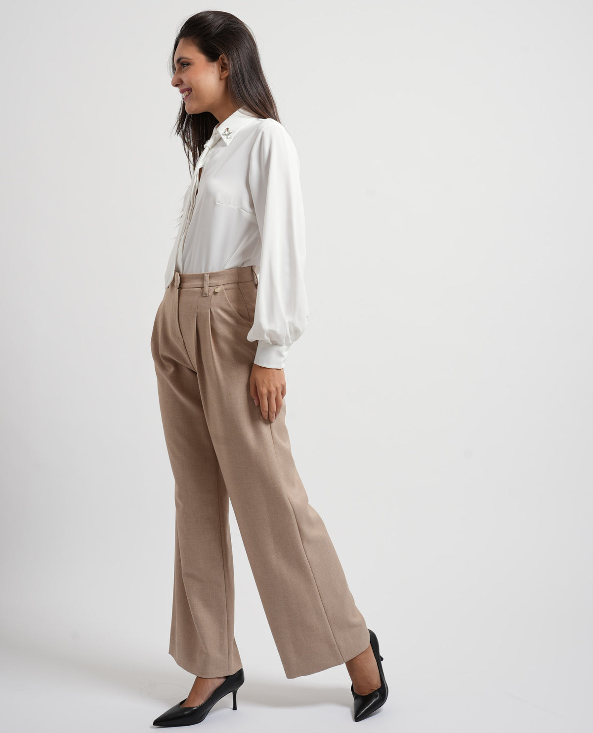 Pantaloni donna Denny Rose con fondo largo 