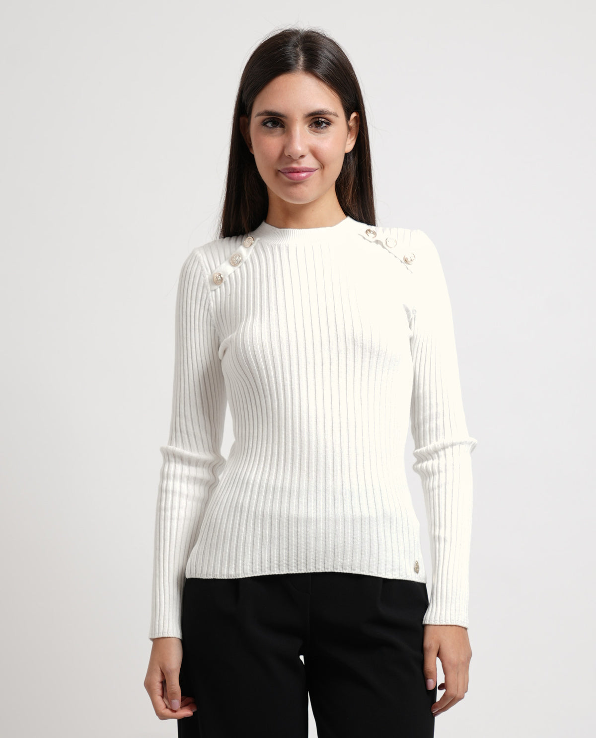 Maglione donna Denny Rose con bottoni su spalla 