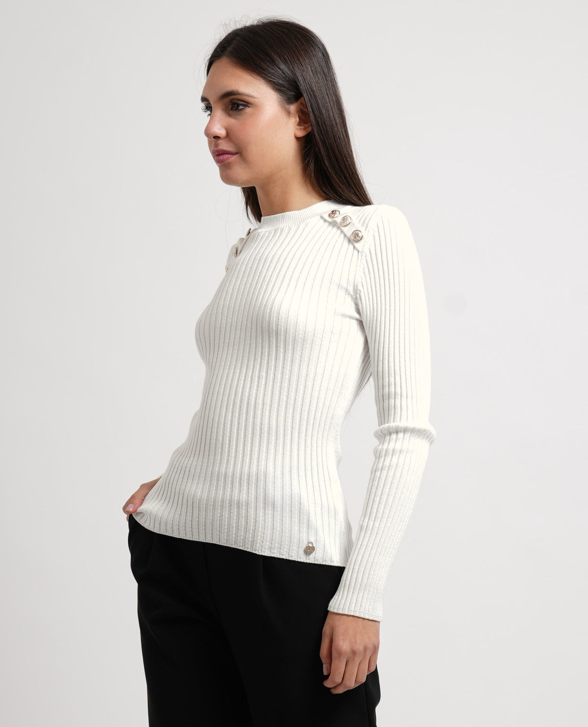 Maglione donna Denny Rose con bottoni su spalla 