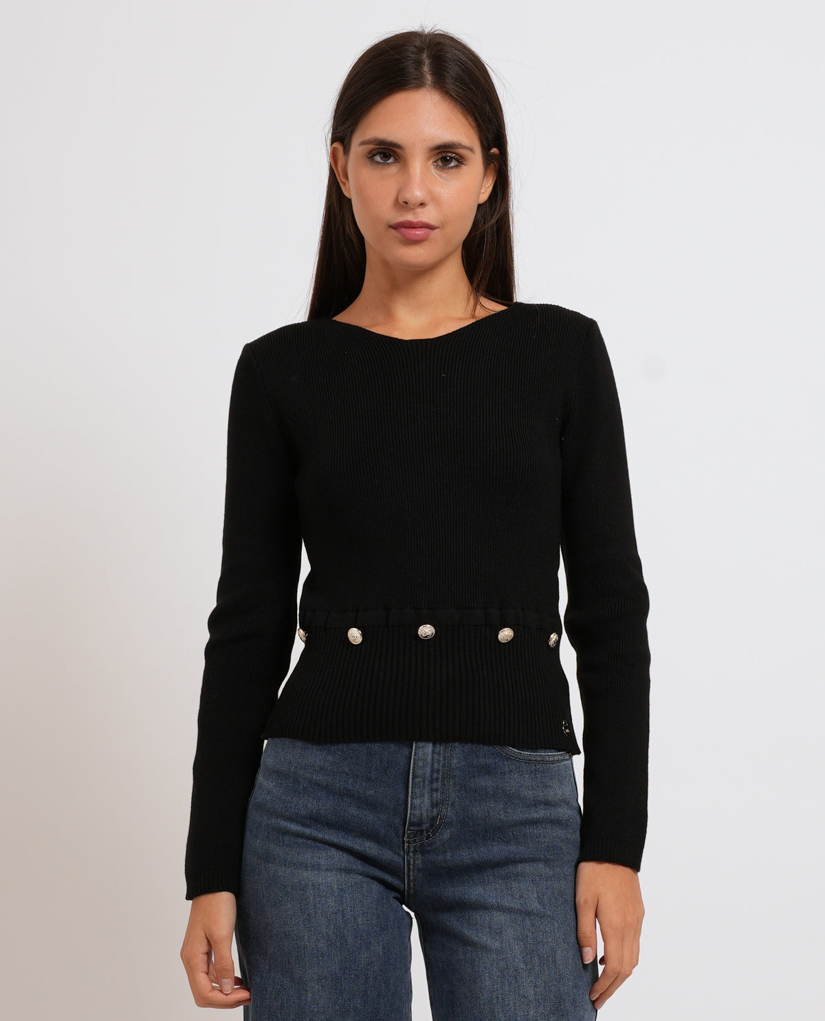 Maglione donna Denny Rosa con collo tondo 