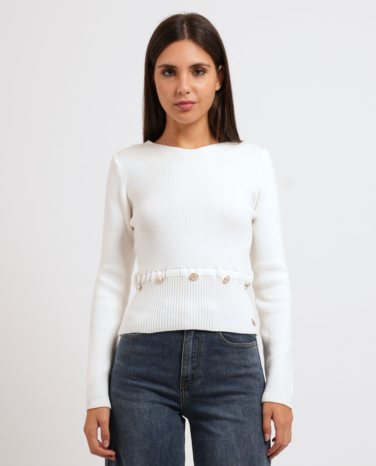 Maglione donna Denny Rosa con collo tondo 