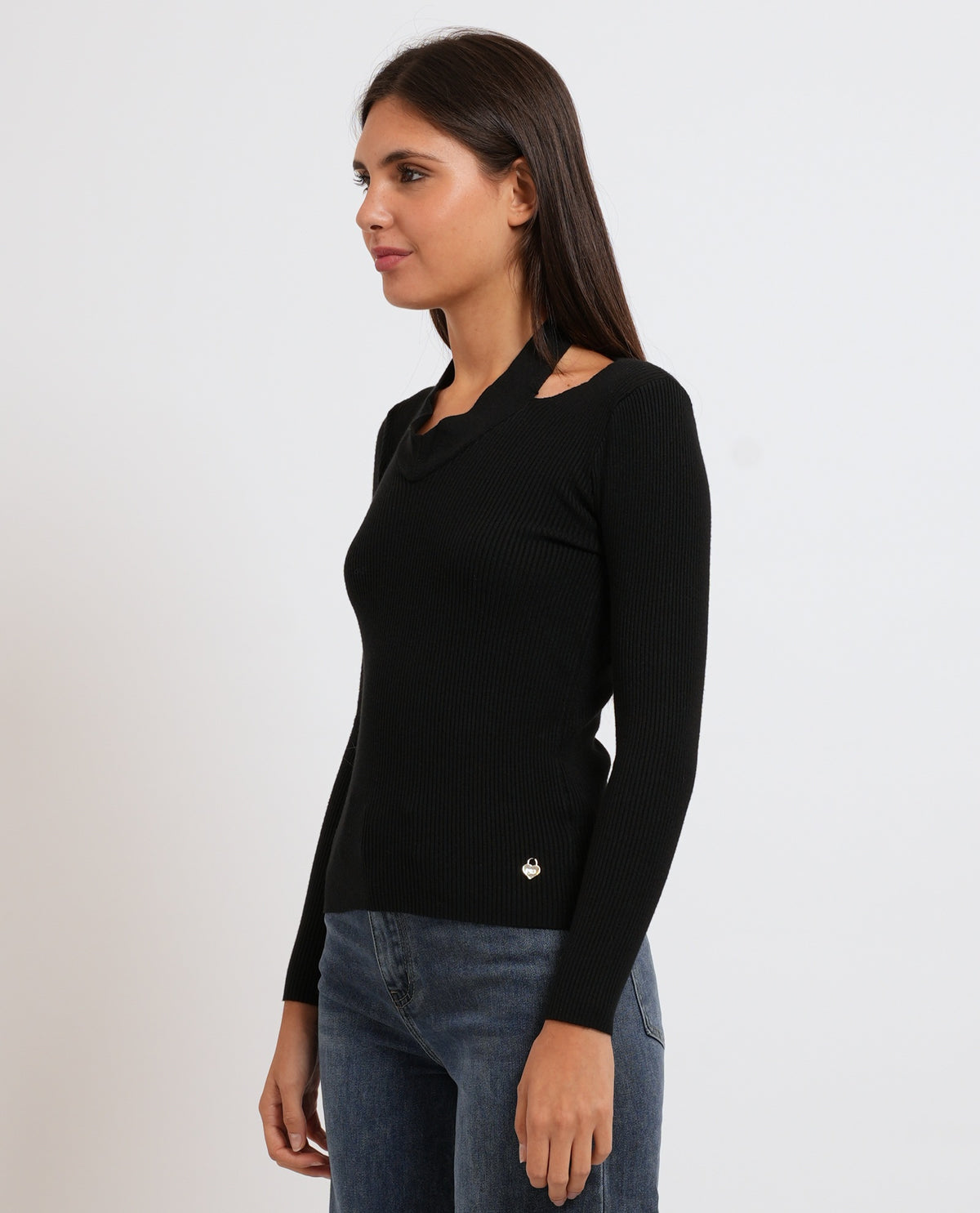 Maglione donna Denny Rosa cut on su spalla 