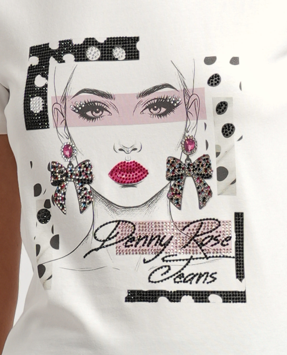 T-shirt girocollo donna Denny Rose con applicazione sul davanti 