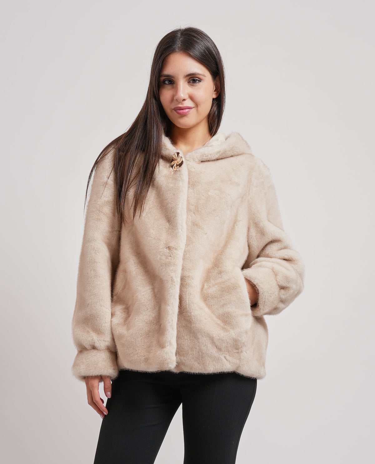 Ecopelliccia Edas donna con cappuccio 