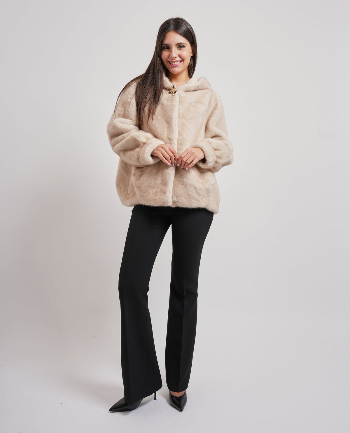 Ecopelliccia Edas donna con cappuccio 