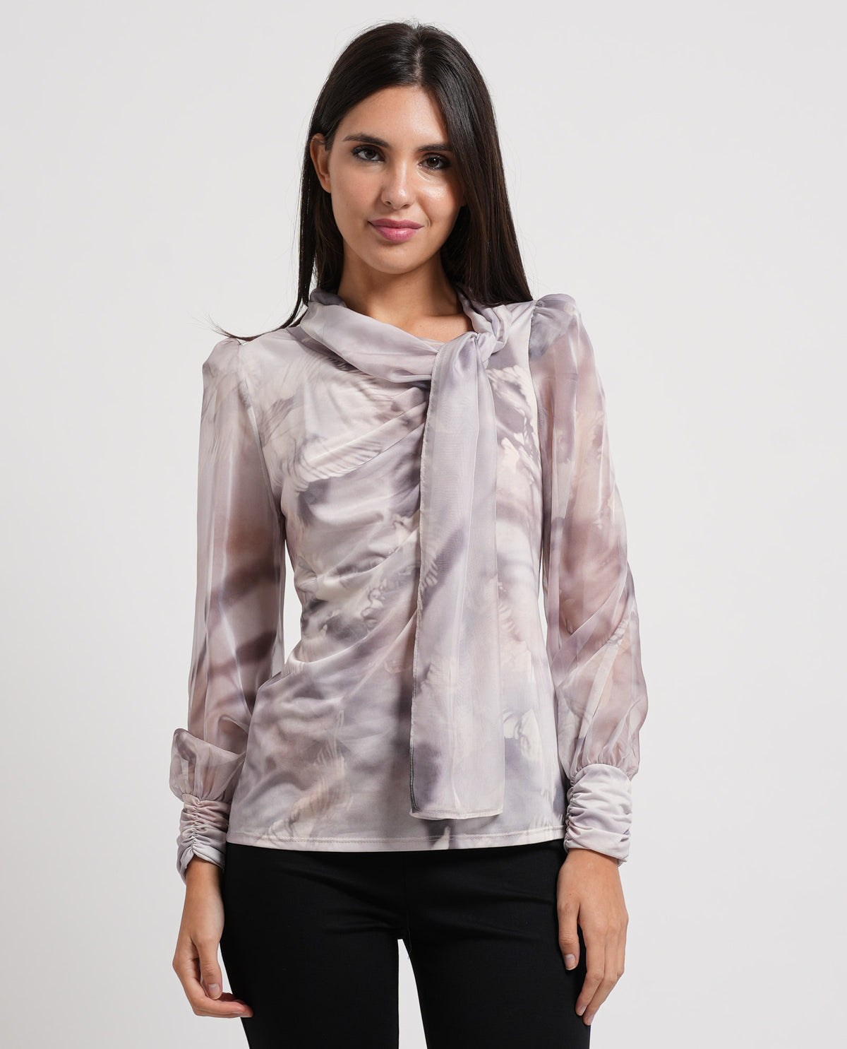 Blusa donna Edas in jersey e chiffon 