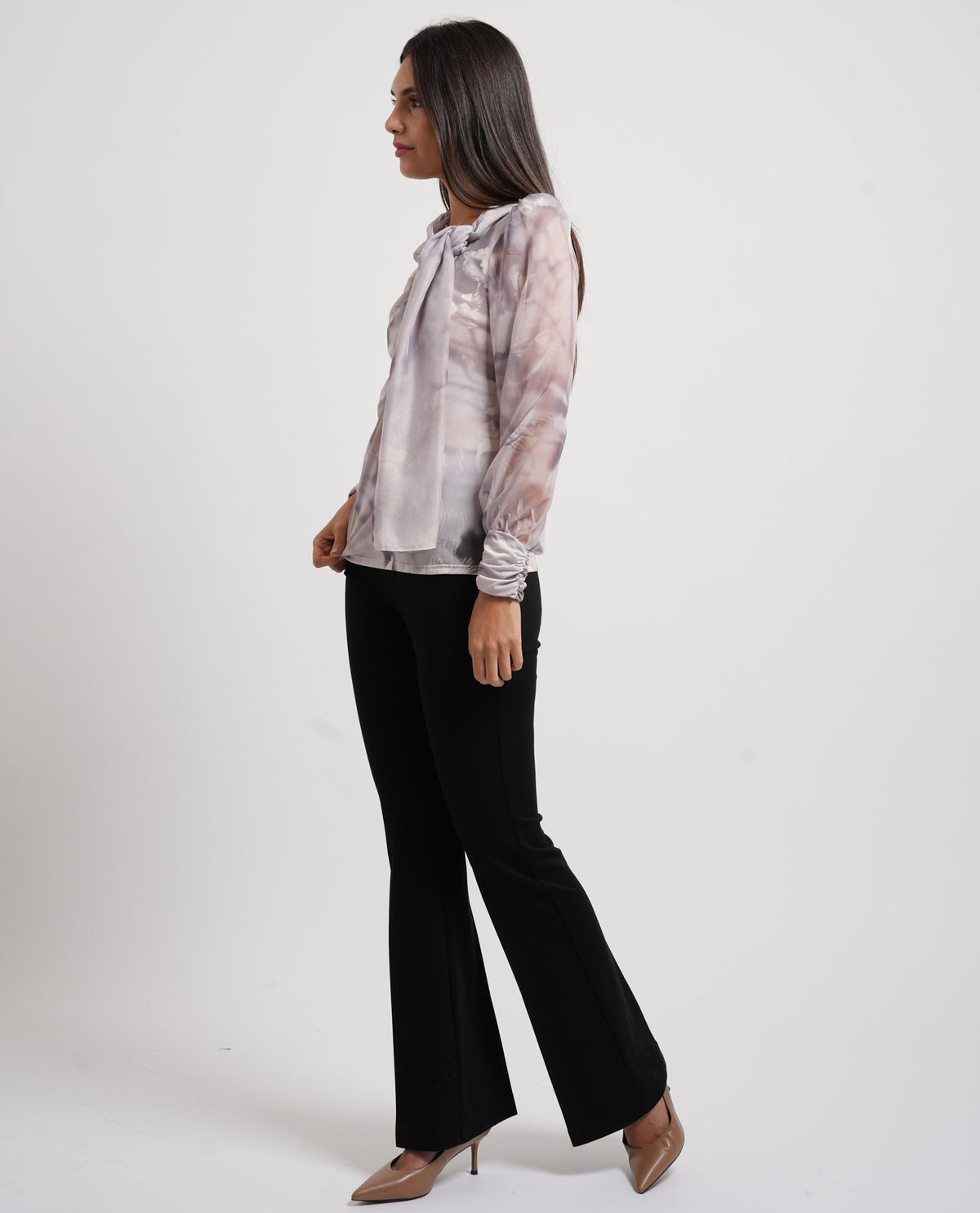 Blusa donna Edas in jersey e chiffon 