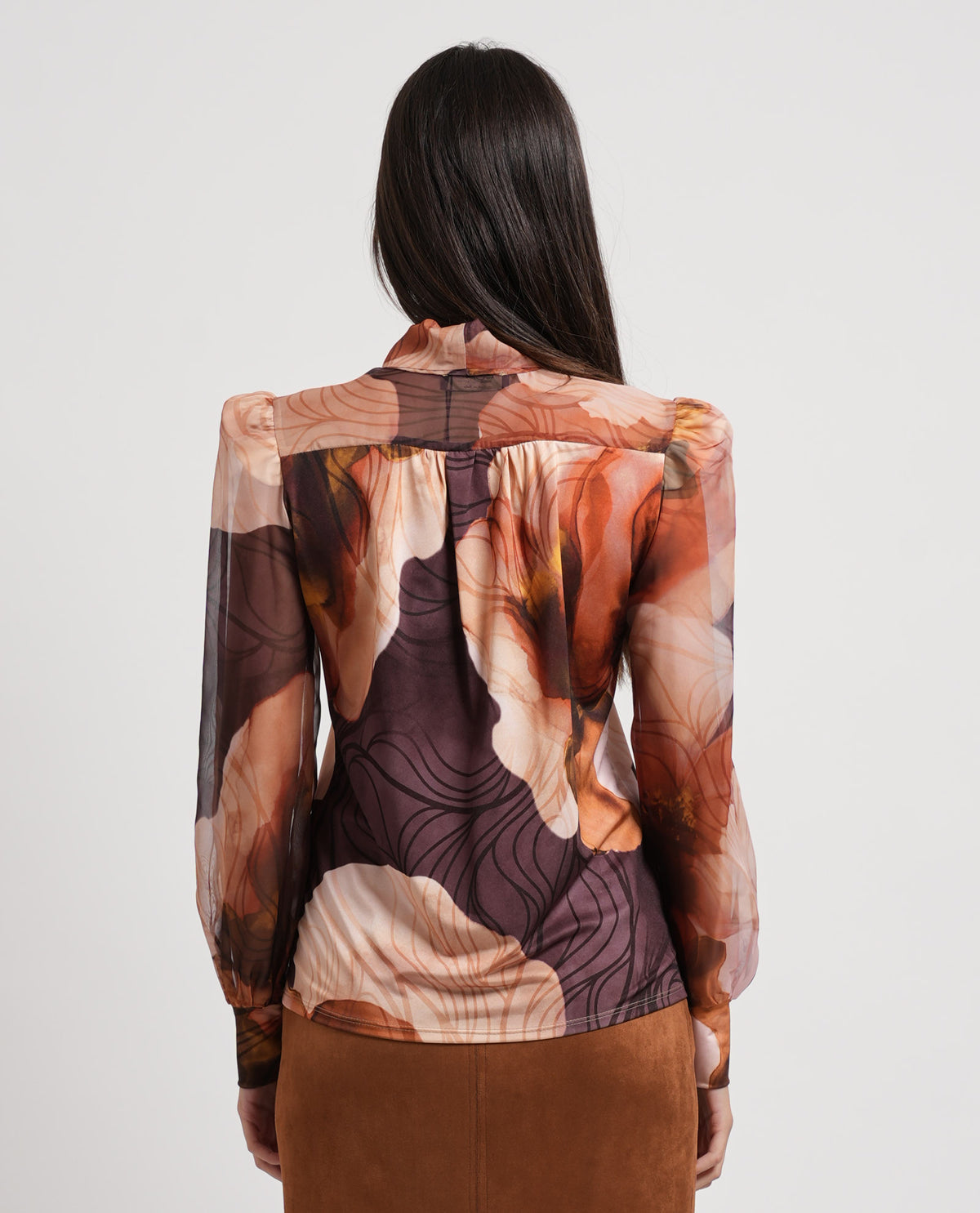 Blusa donna Edas con fiocco e motivi fantasia 
