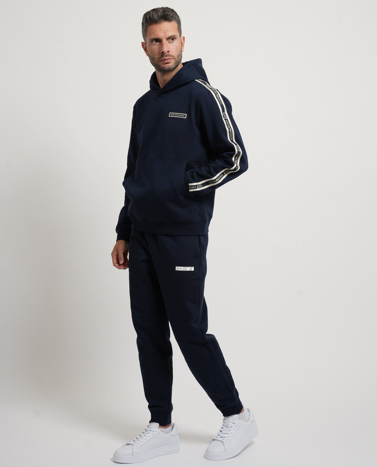 Felpa uomo EA7 con cappuccio e logo 