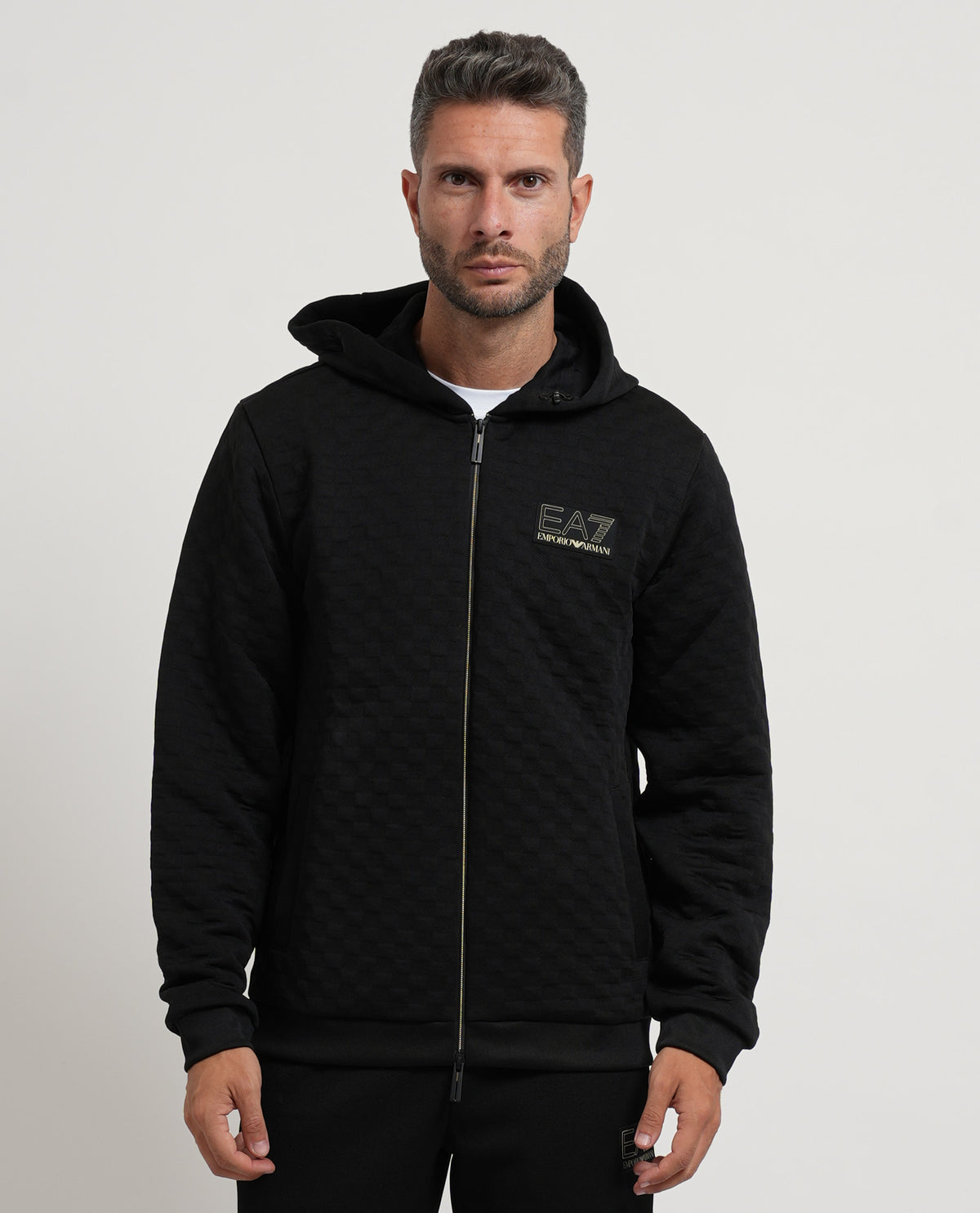 Felpa premium EA7 uomo con cappuccio e zip 