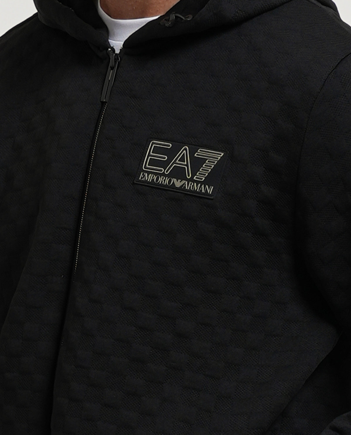 Felpa premium EA7 uomo con cappuccio e zip 