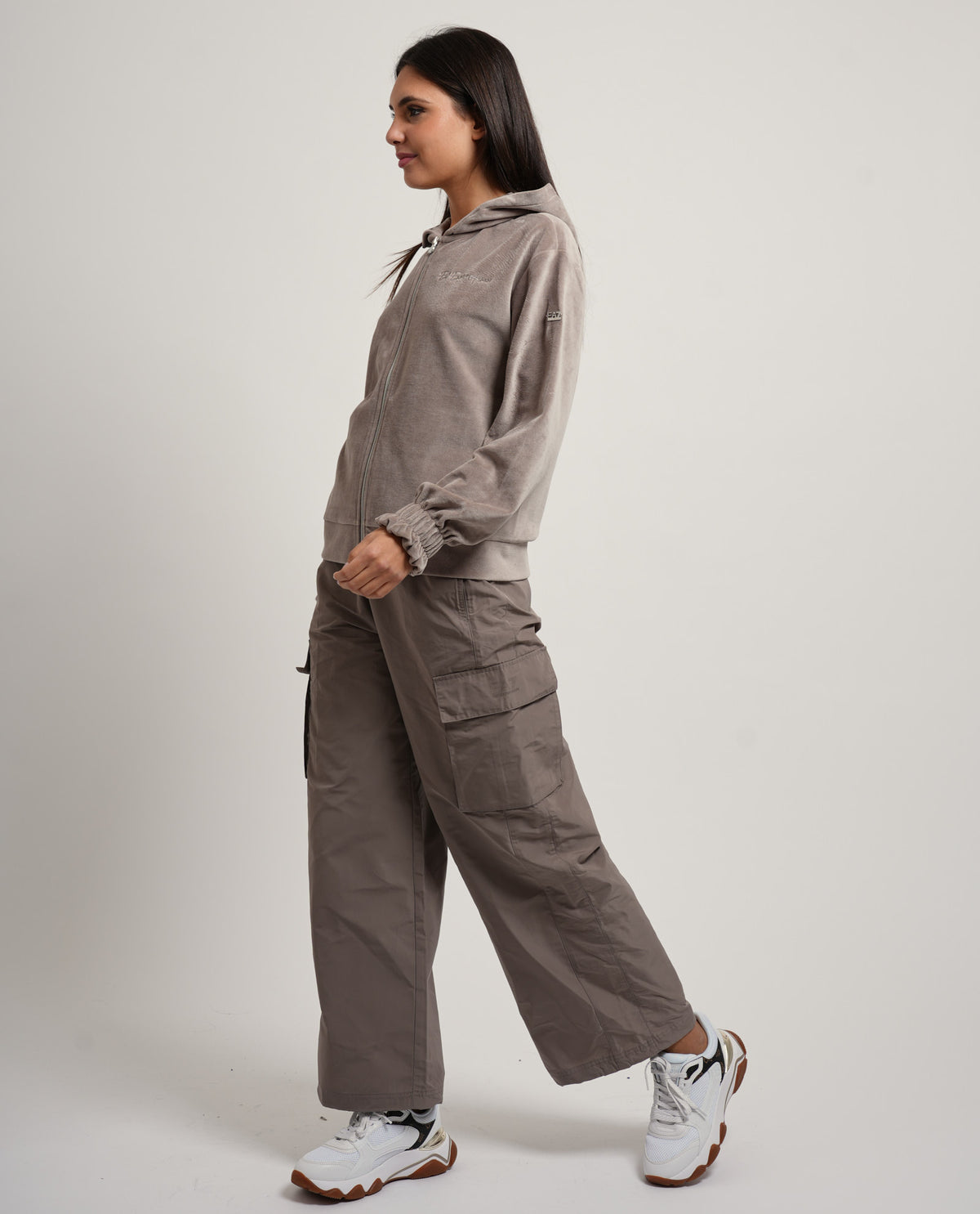 Felpa donna EA7 fullzip con cappuccio 