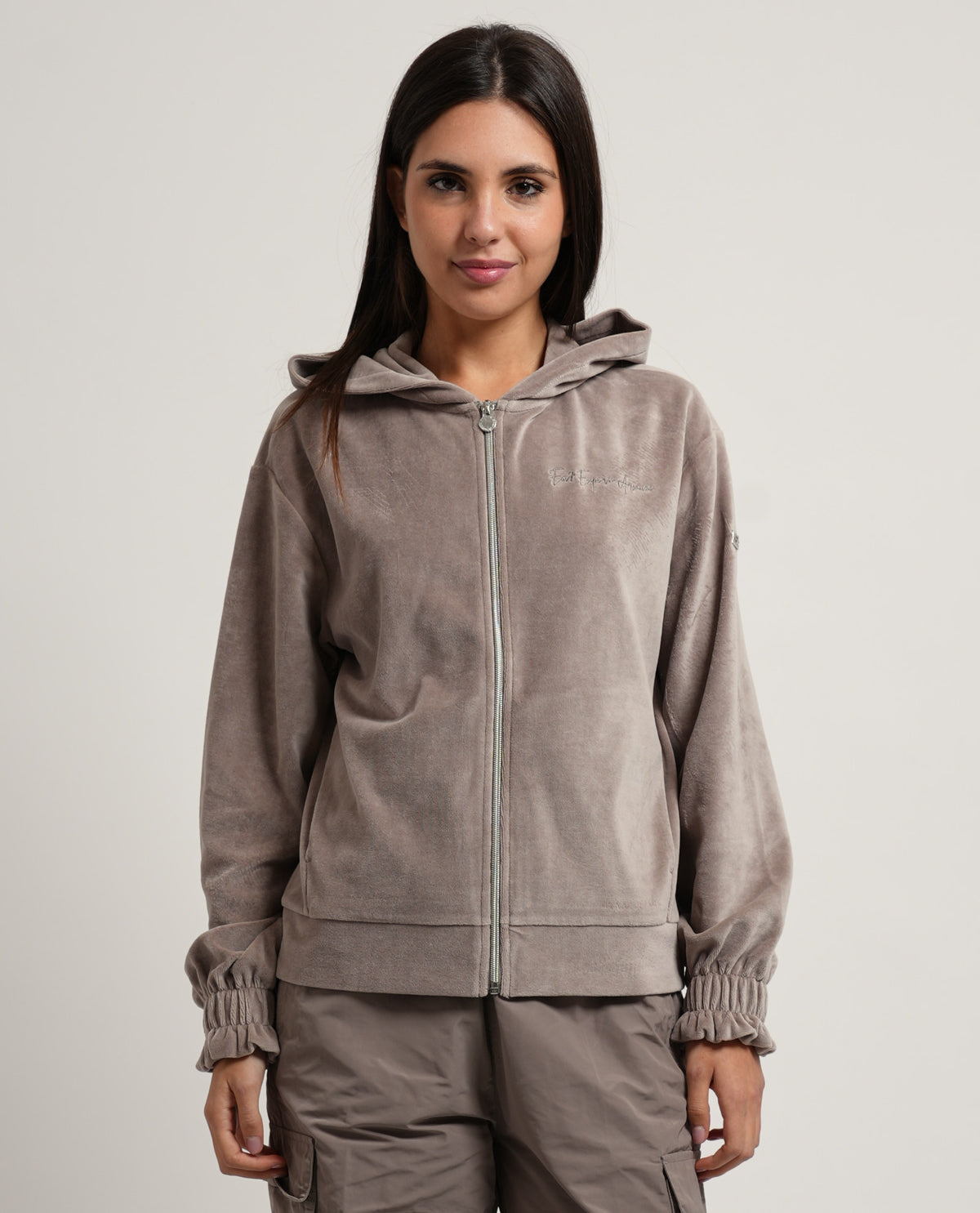 Felpa donna EA7 fullzip con cappuccio 