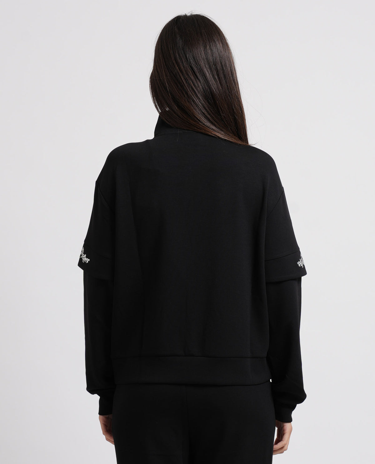 Felpa fullzip EA7 donna con logo e dettagli su manica 