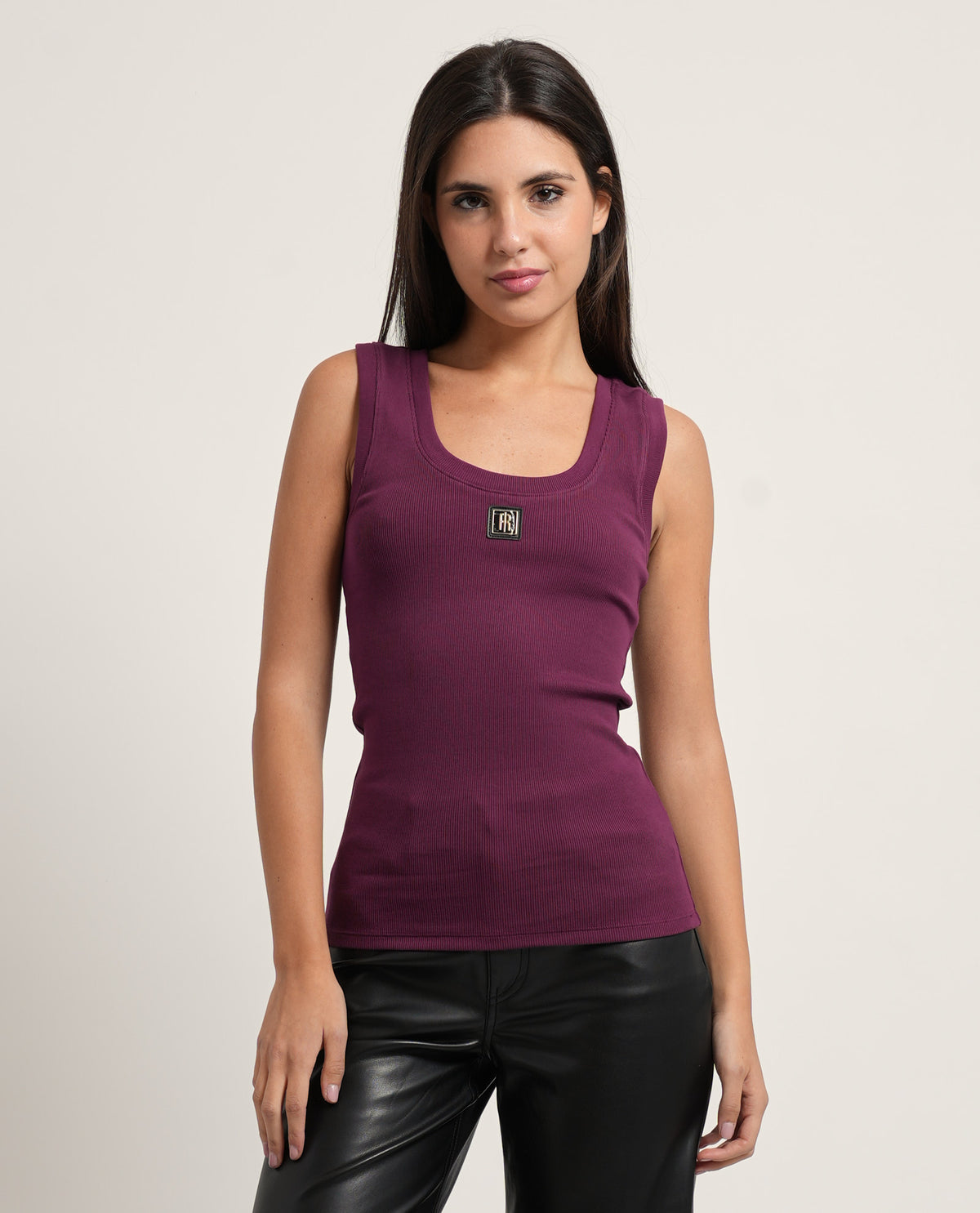 Top donna Fracomina in cotone e girocollo 