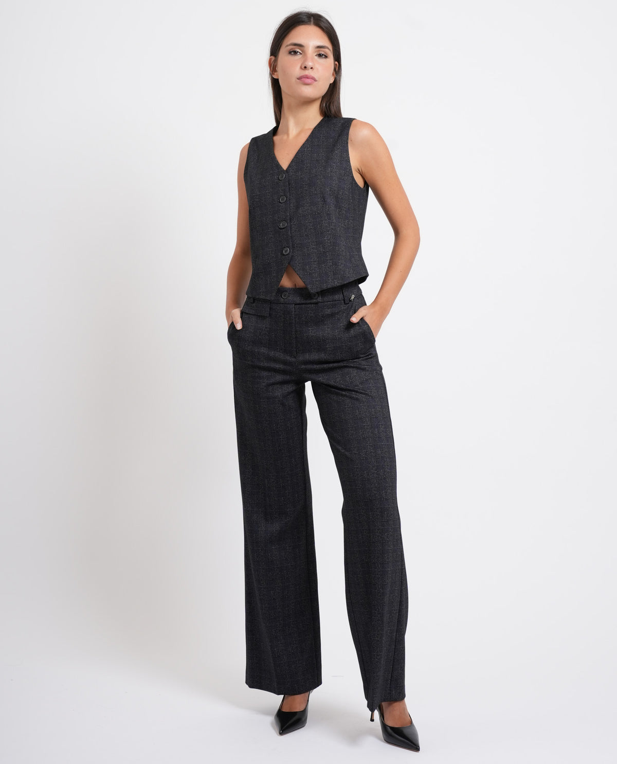 Gilet donna Fracomina in tessuto Principe di Galles 