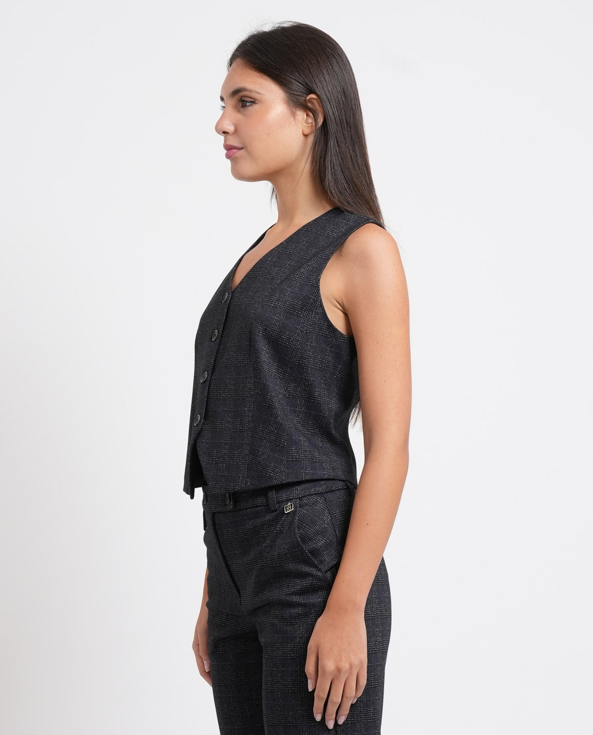 Gilet donna Fracomina in tessuto Principe di Galles 