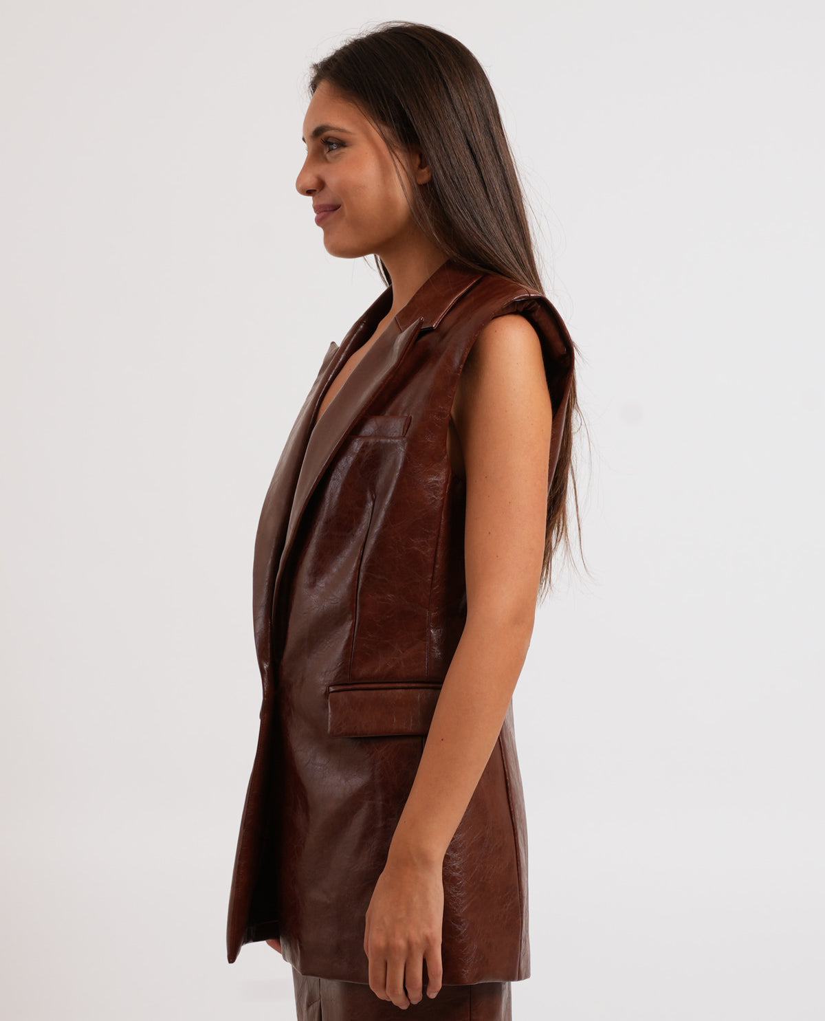 Gilet lungo donna Fracomina in finta pelle 