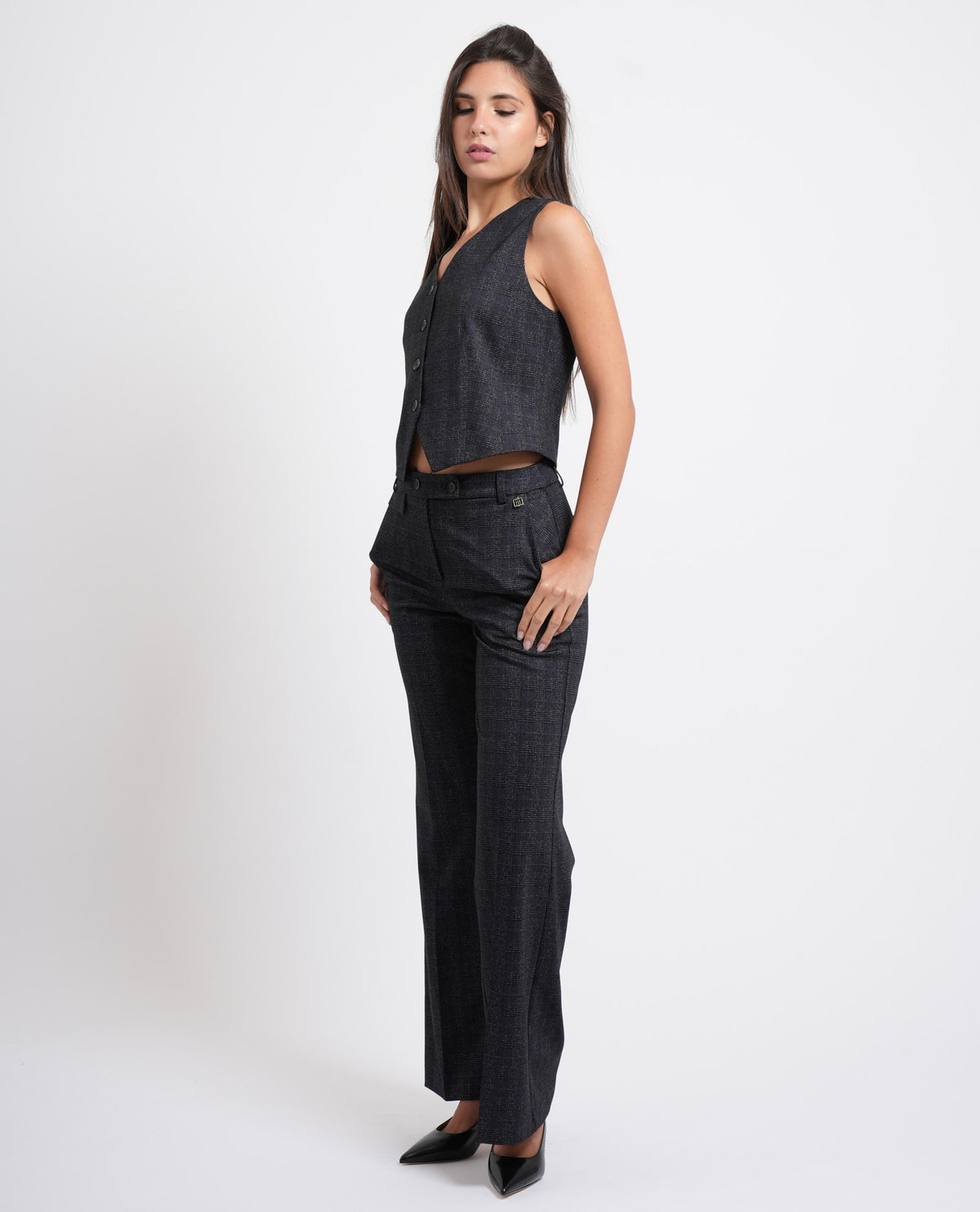 Pantaloni donna Fracomina in tessuto Principe di Galles 