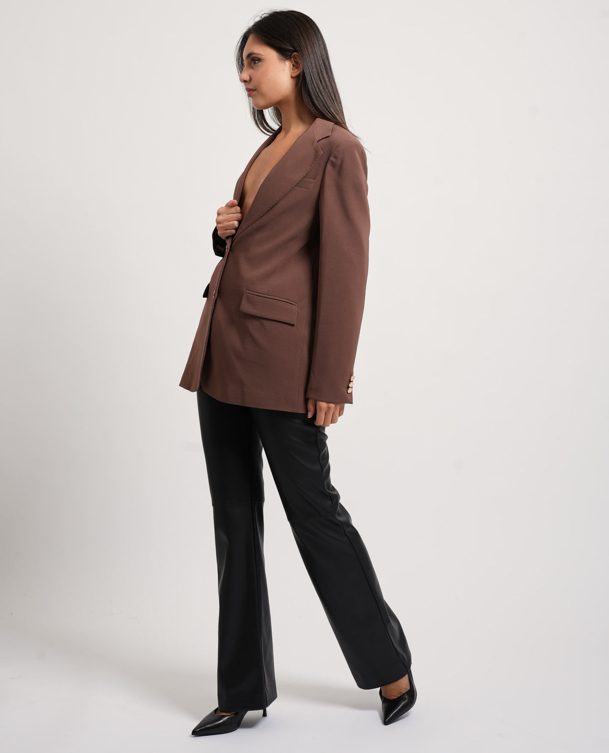 Pantalone donna Fracomina regular in finta pelle 