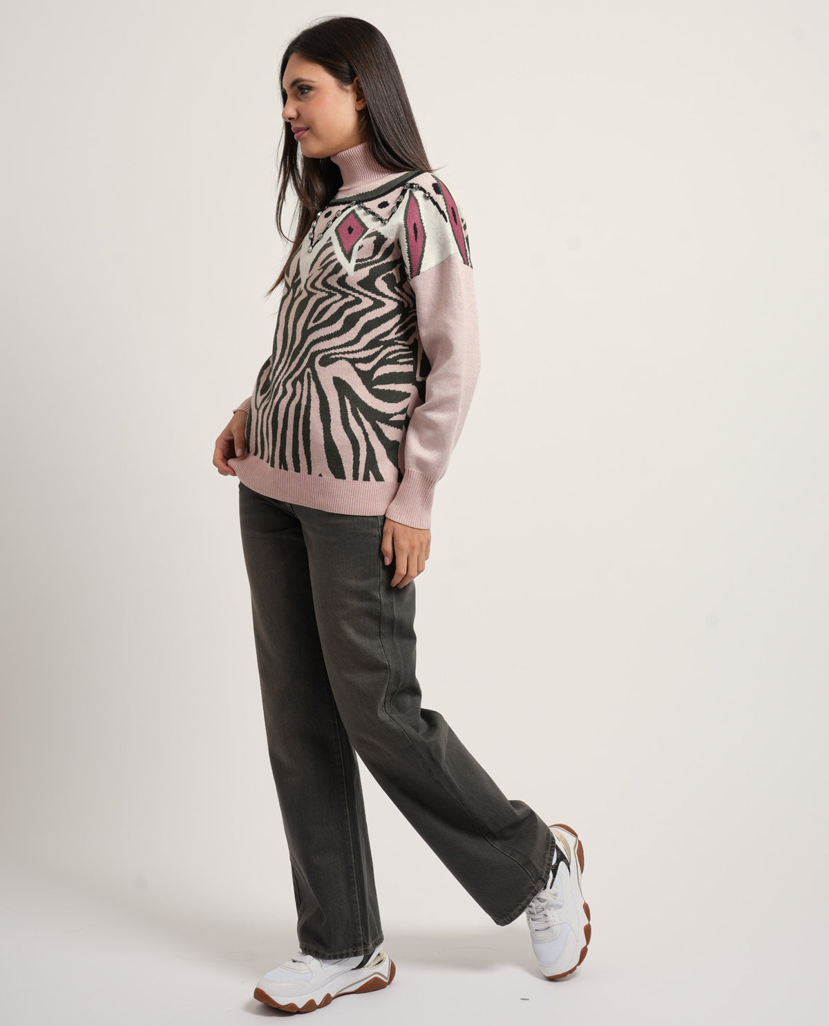 Maglione donna Fracomina con jacquard animalier 