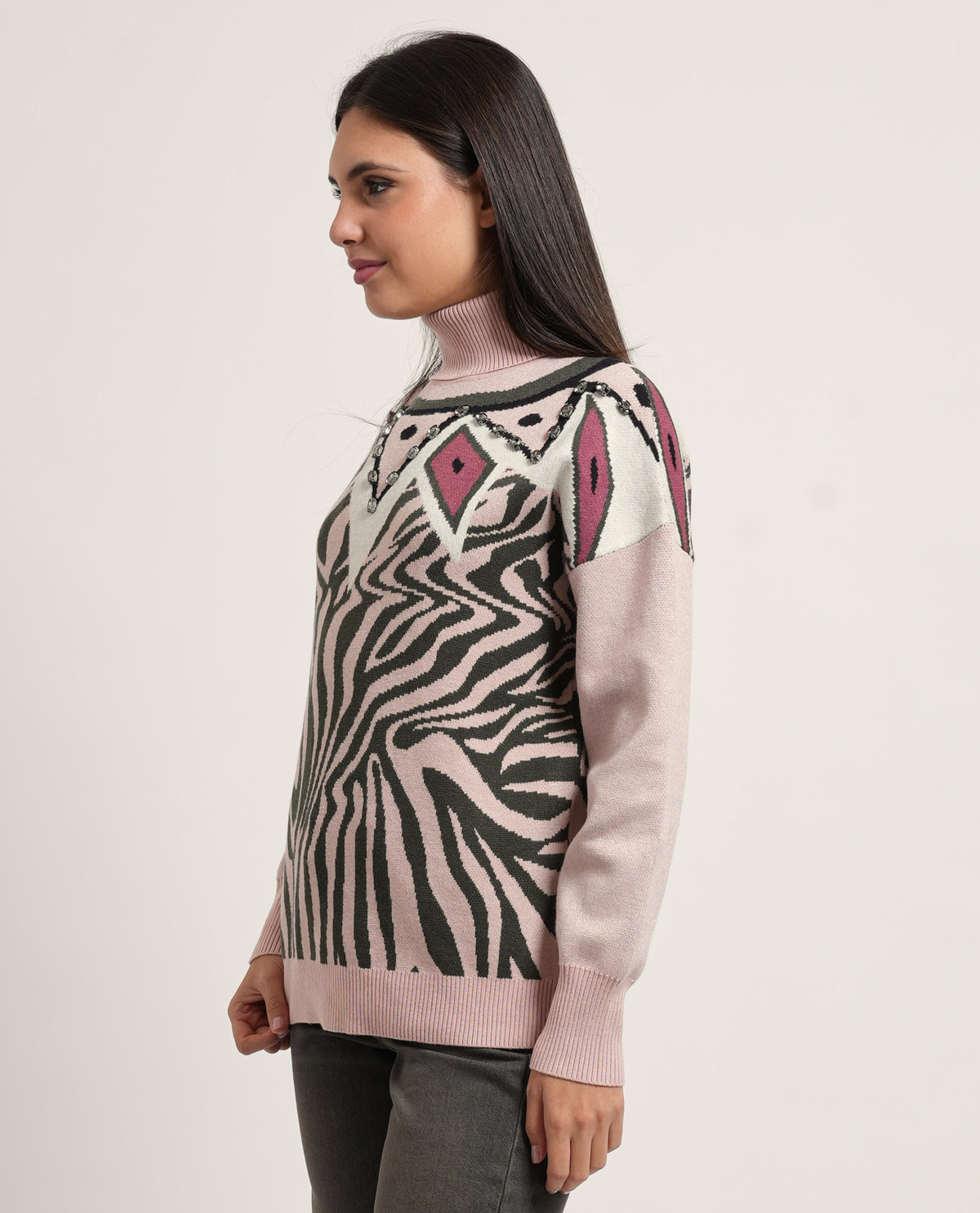 Maglione donna Fracomina con jacquard animalier 