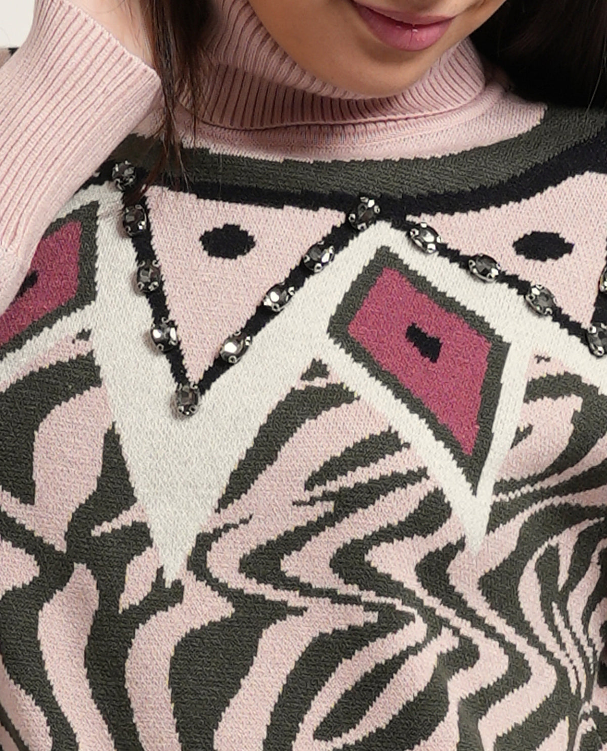 Maglione donna Fracomina con jacquard animalier 