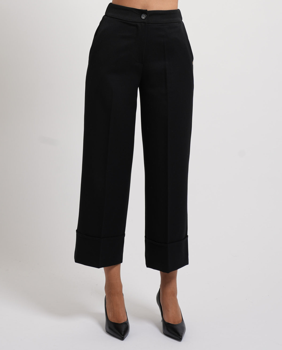 Pantaloni donna Gaudi cropped con risvolto 