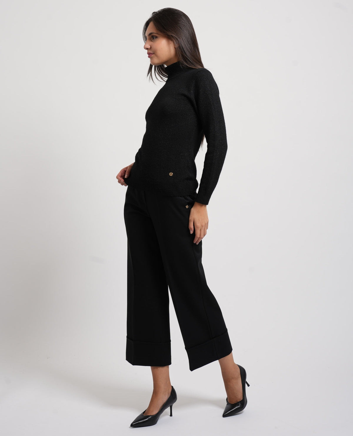 Pantaloni donna Gaudi cropped con risvolto 