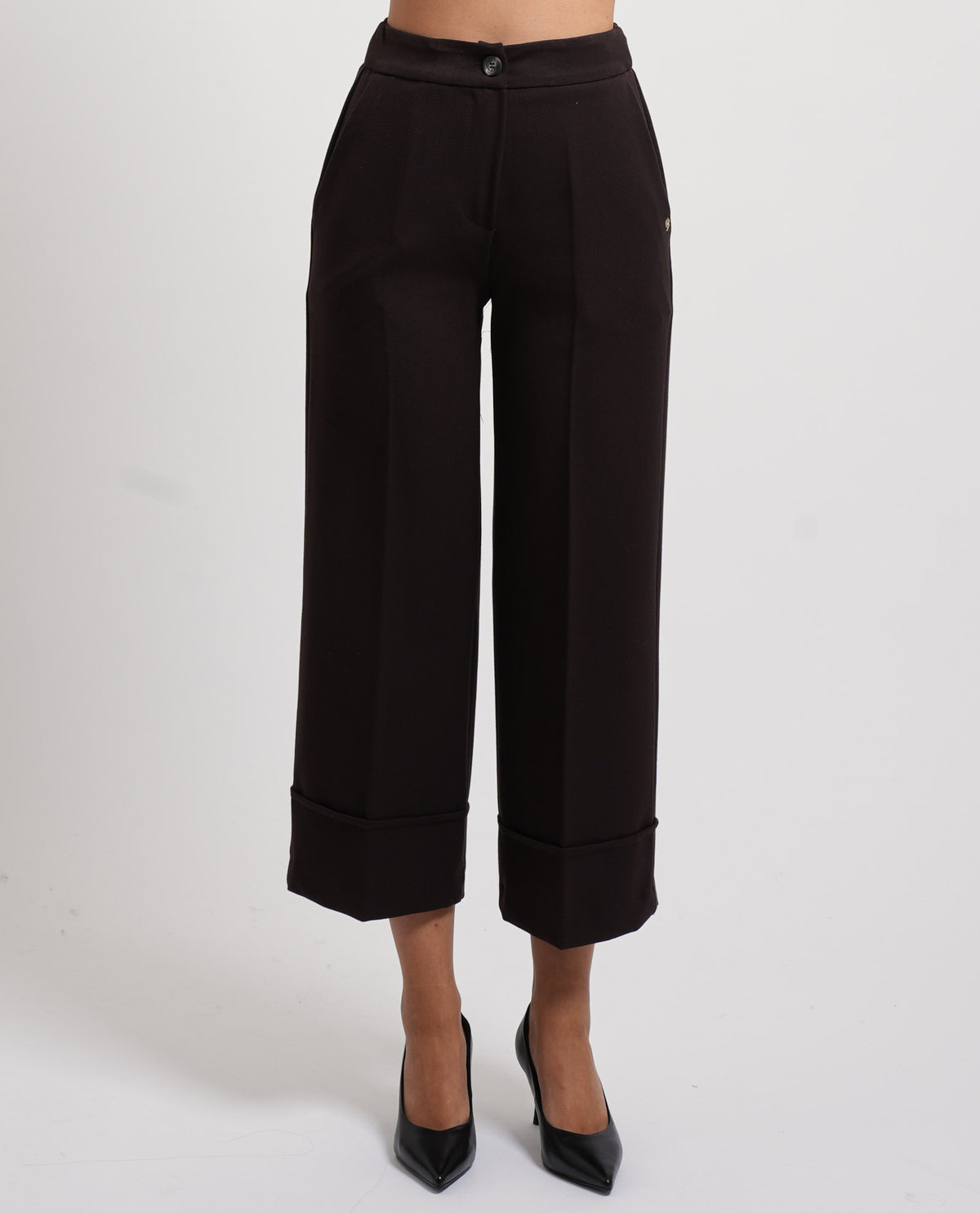 Pantaloni donna Gaudi cropped con risvolto 