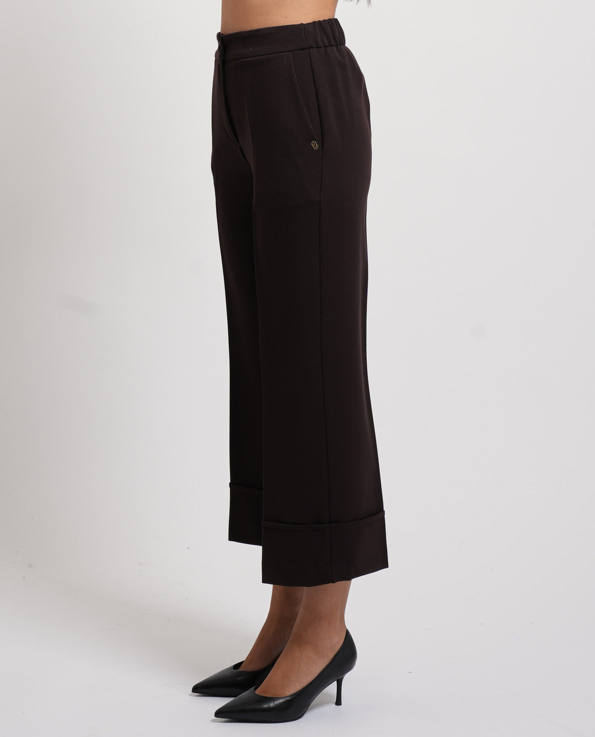 Pantaloni donna Gaudi cropped con risvolto 
