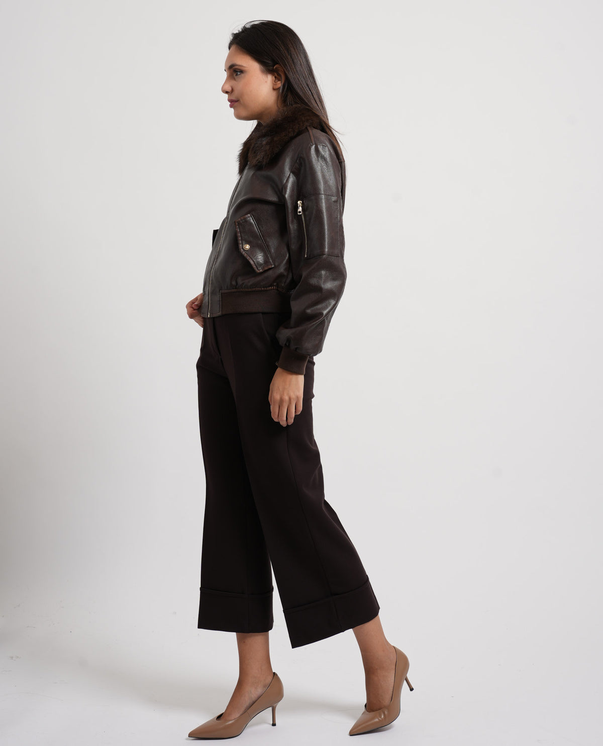 Giacca donna Gaudi in similpelle con zip 