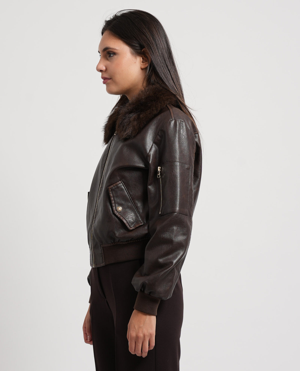 Giacca donna Gaudi in similpelle con zip 