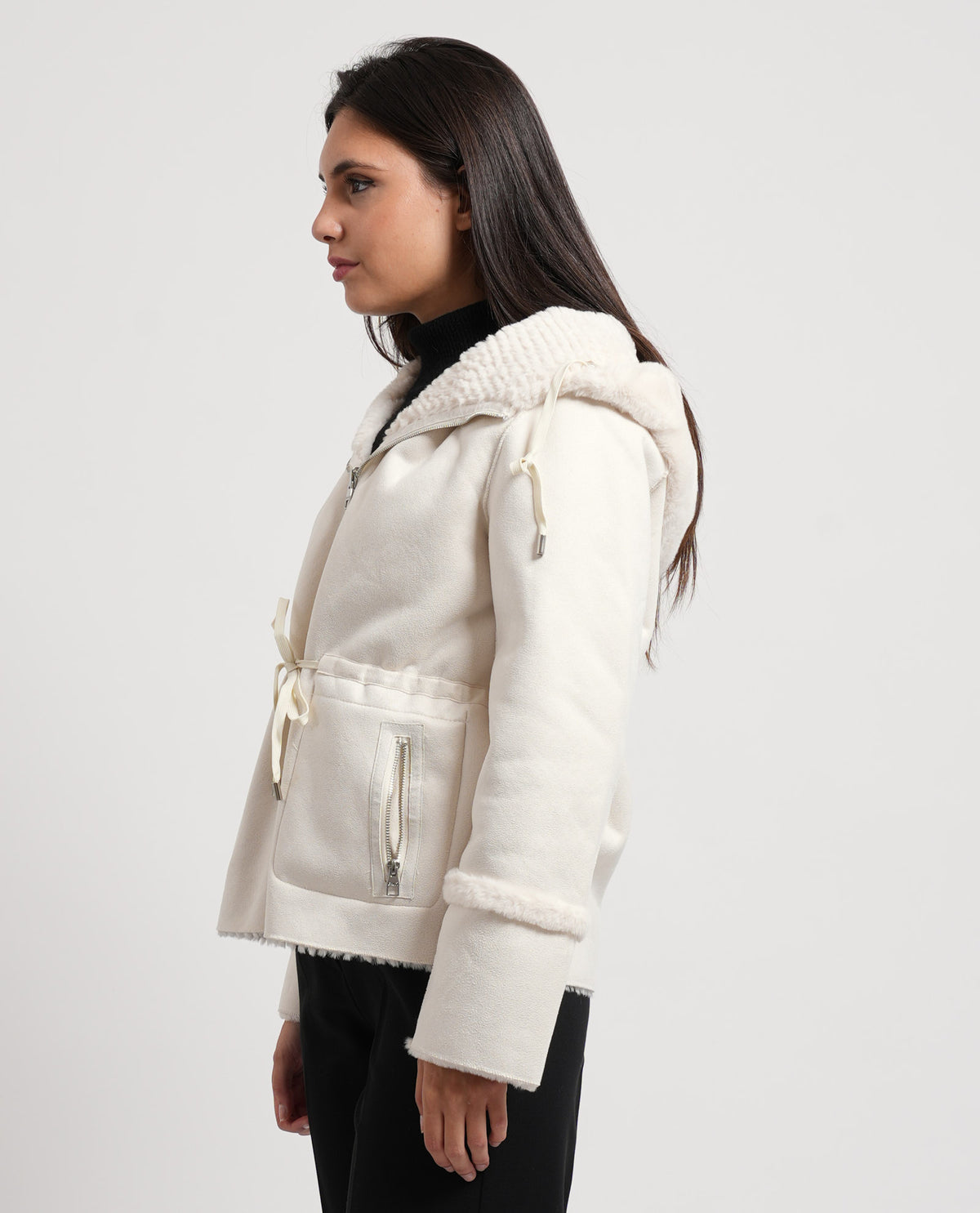 Giacca donna Gaudi in shearling con cappuccio 