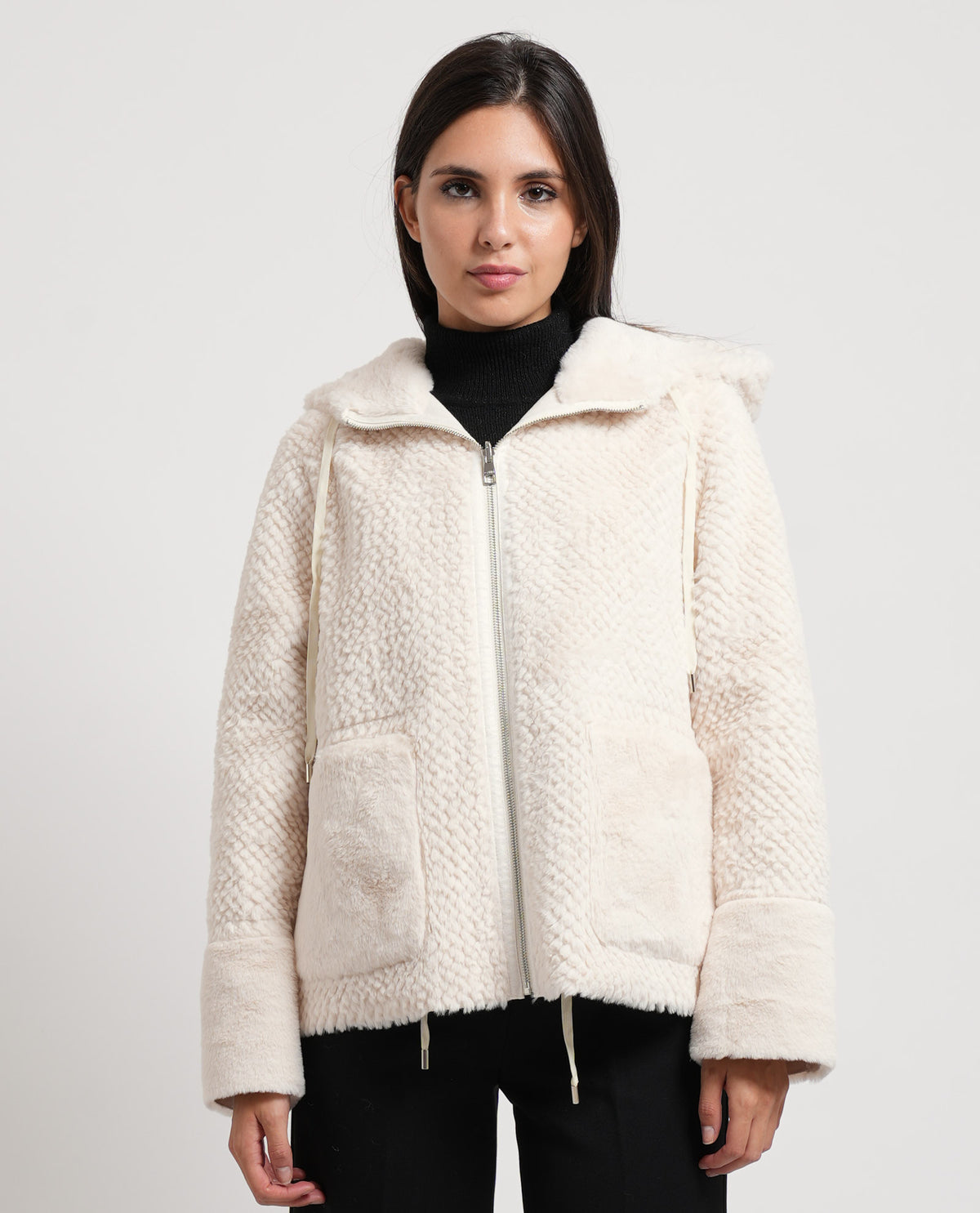 Giacca donna Gaudi in shearling con cappuccio 