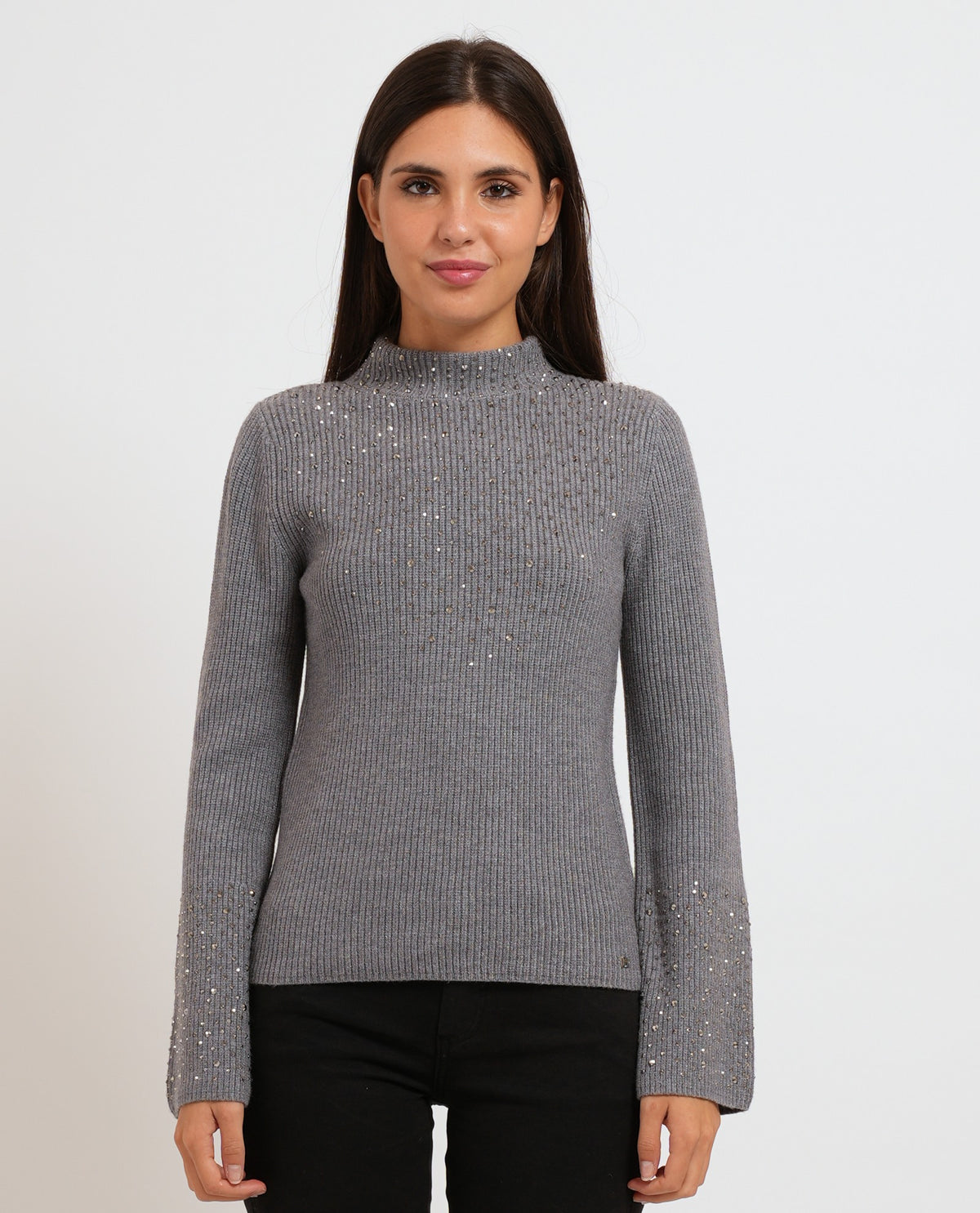 Maglia Gaudi donna con collo alto e strass 