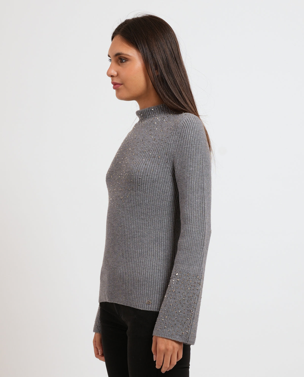 Maglia Gaudi donna con collo alto e strass 