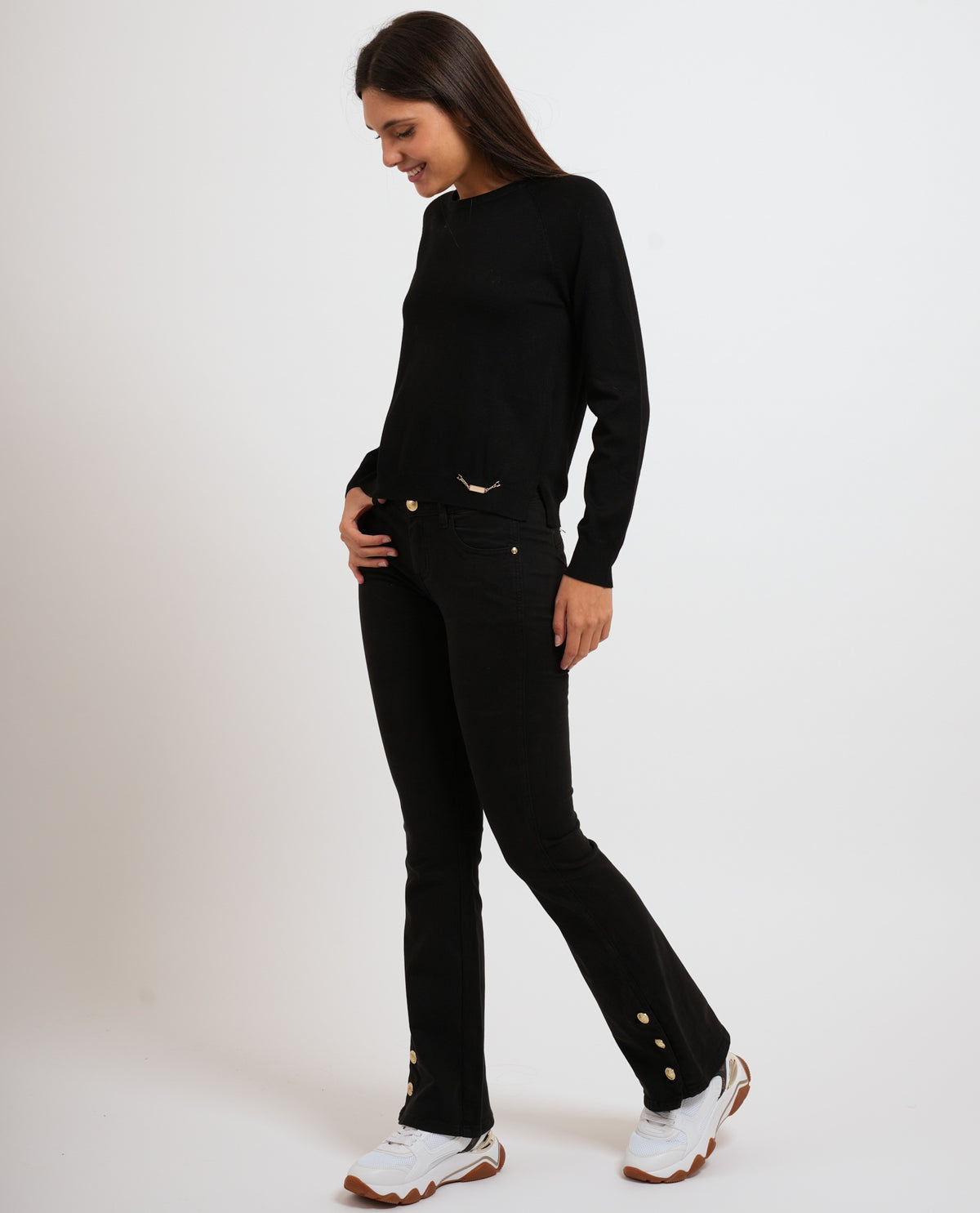 Maglione girocollo Gaudi donna con catenina logata 