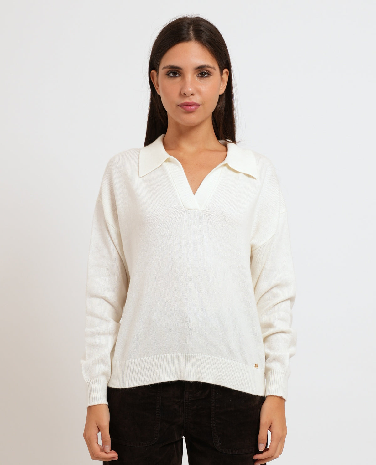 Maglione in misto lana Gaudi donna con collo a polo 