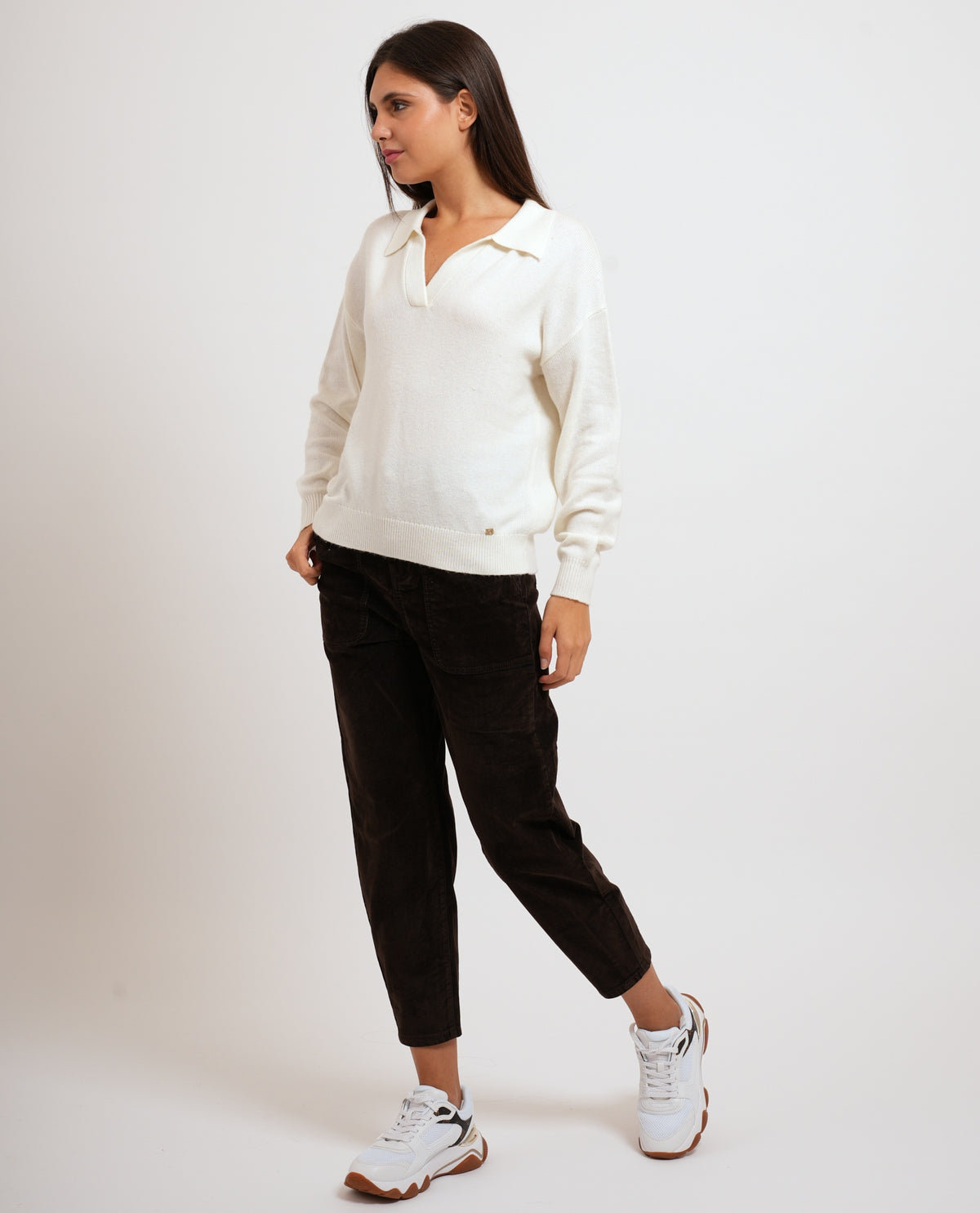 Maglione in misto lana Gaudi donna con collo a polo 