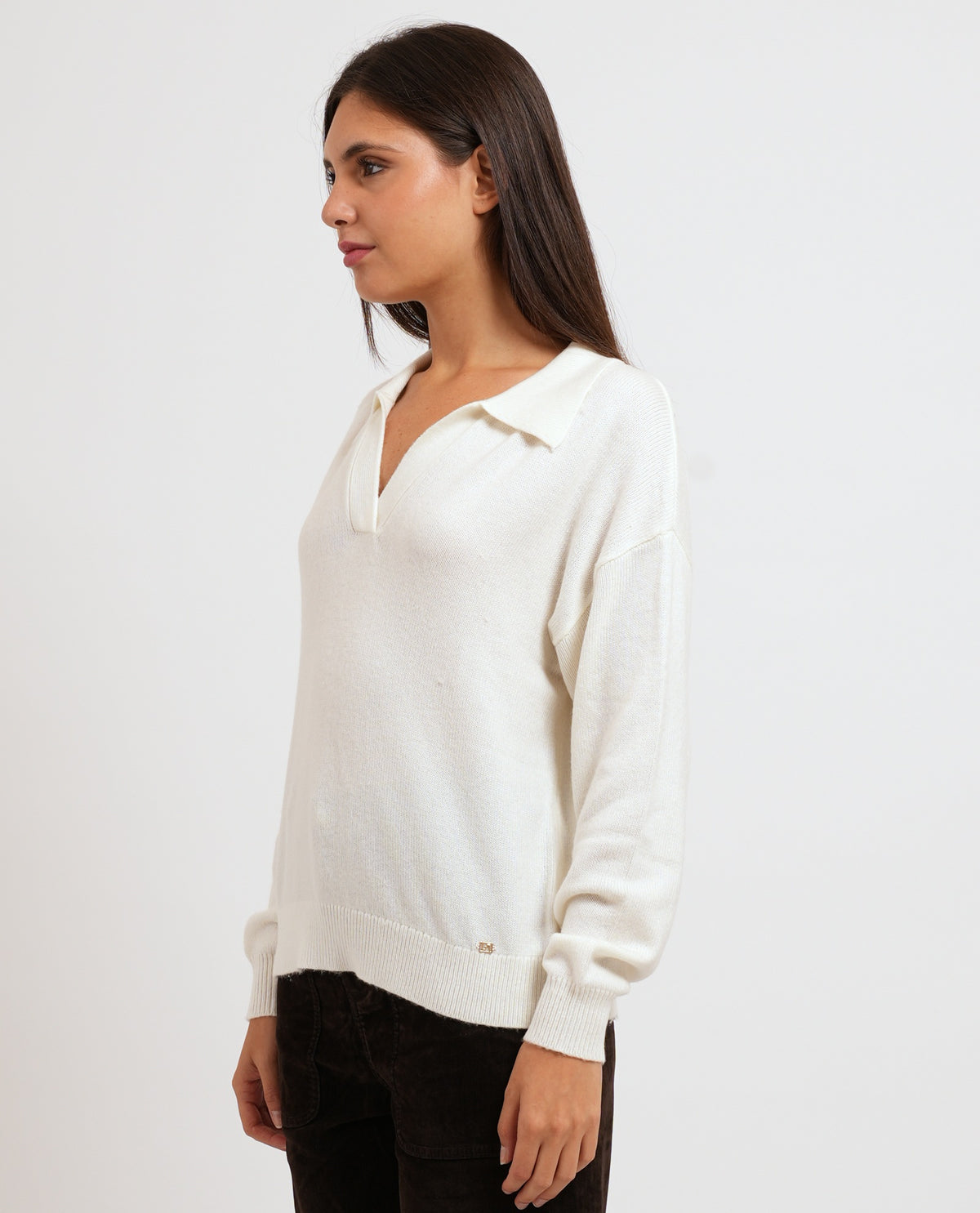 Maglione in misto lana Gaudi donna con collo a polo 