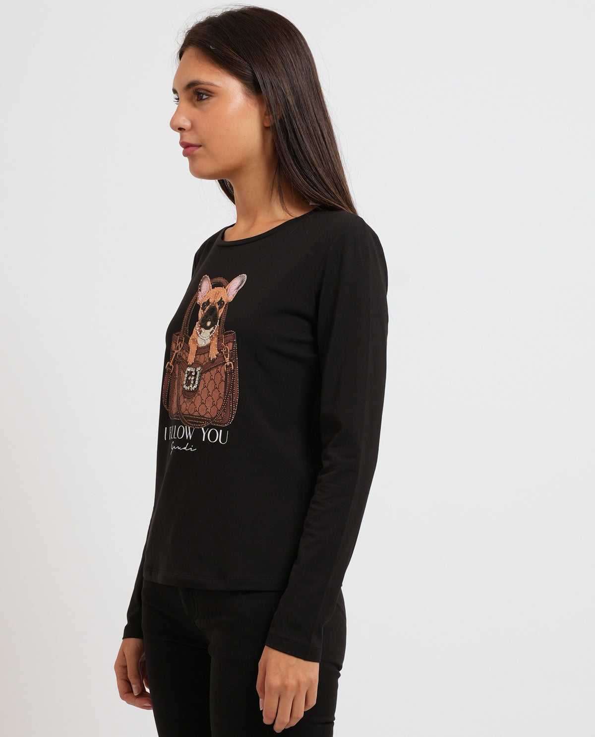 T-shirt da donna Gaudi in jersey con stampa e strass 