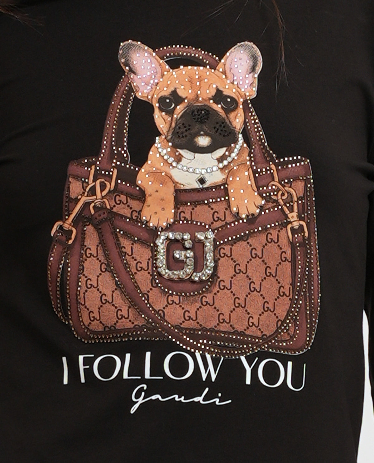 T-shirt da donna Gaudi in jersey con stampa e strass 